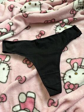 Black Cotton Stretch Thong